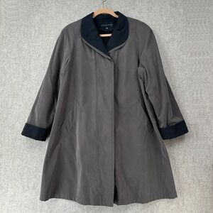 Gallery Grey Black Trench‎ Coat Womens Size MED Microfiber